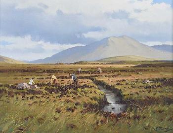 Footing in a Maam Bog, Connemara by 
																	Arthur H Twells