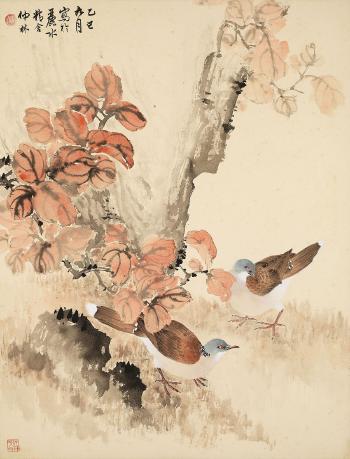 Turtledoves And Red Leaves by 
																	 Yu Zhonglin