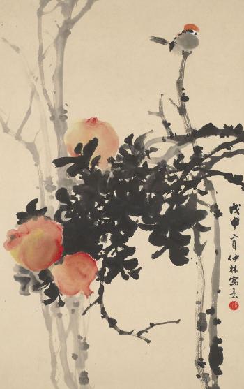 Sparrow And Pomegranates by 
																	 Yu Zhonglin