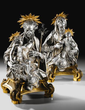 An Important Pair of Parcel-gilt Silver Groups, Probably Nicola Cangiani, Naples by 
																	Nicola Cangiani