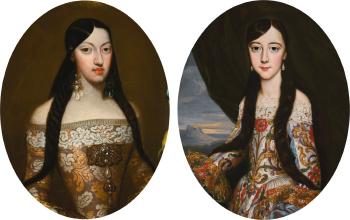 Portraits of The Daughters of Philippe I, Duke of Orléans: María Luisa De Orléans, Queen of Spain (1662–89); Anne Marie D'orléans, Queen of Sardinia (1669–1728) by 
																	Jose Garcia el Hidalgo