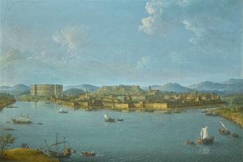 Pula, A View Of The City Across The Bay With The Amphitheatre Beyond by 
																	Antonio Joli