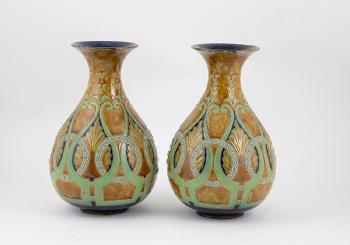 Pair Royal Doulton Persian Design Vases by 
																	 Royal Doulton