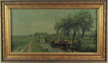 (1) Wheat harvest; (2) Rural canal scene with sailboat; (3) Palace with ocean in the background by 
																			Pieter DeRegt 