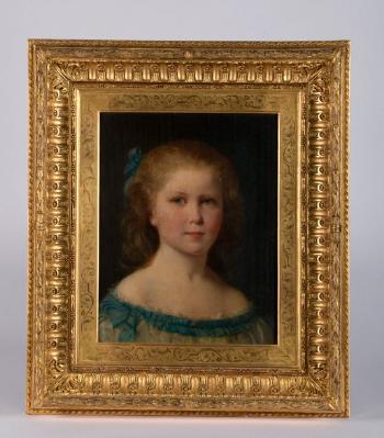 Portrait de jeune fille aux yeux bleus les cheveux noués by 
																	Charles Zacharie Landelle