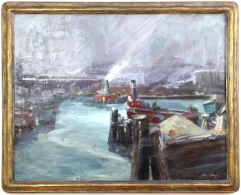 'Tugboats in Harbor' by 
																			John Whorf