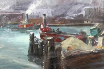 'Tugboats in Harbor' by 
																			John Whorf