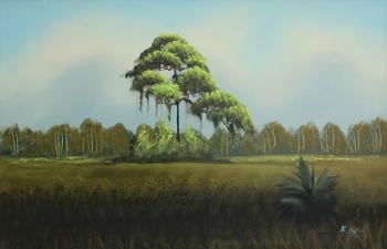Florida Highwaymen Landscape With Stand Of Trees by 
																			Alfred Hair