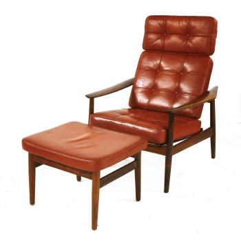 A Rosewood Lounger And Ottoman by 
																	Arne Vodder
