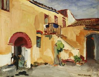 A Continental Scene With Two Women in a Courtyard by 
																	Philip Naviasky
