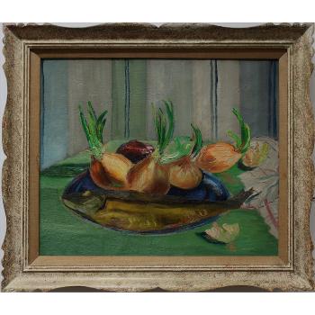 Still Life With Fish And Onions by 
																			Louis Muhlstock