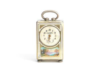An Early 20th Century Austrian Silver Gilt And Enamel Miniature Boudoir Timepiece by 
																	 JC Vickery