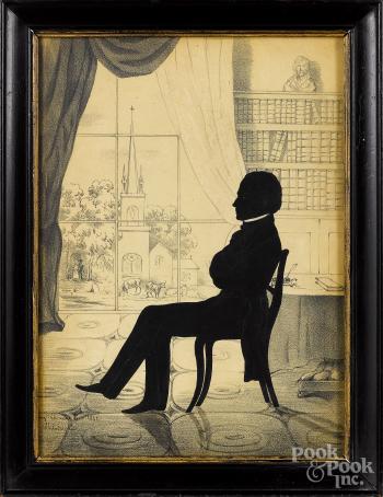 Two Philadelphia Cutout Silhouettes of Gentlemen by 
																			Augustin Edouart