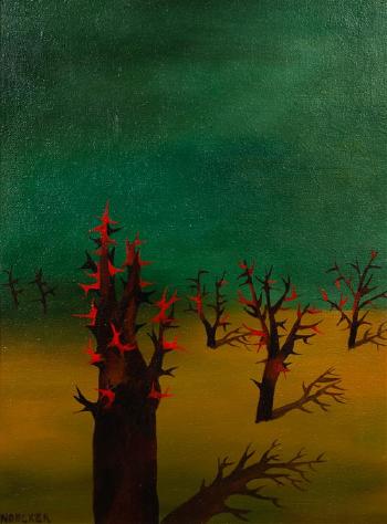 Surrealist Landscape (Red Trees) by 
																	Harold Noecker