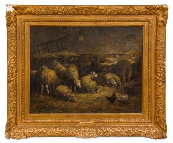Sheep In A Barn by 
																	Charles Emile Jacque