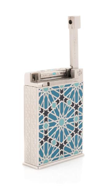 An S.T. Dupont 'Andalusia' Limited Edition Jeroboam Platinum and Enameled Table Lighter by 
																			 S T Dupont