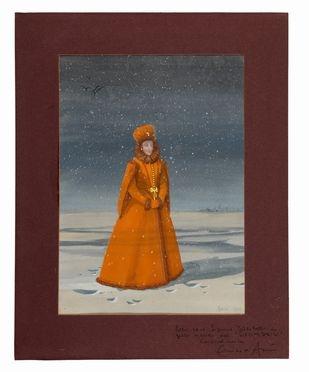 Figura femminile con colbacco sotto la neve by 
																	Enrico d'Assia