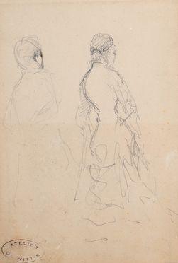 Due studi di donna di spalle su un unico foglio by 
																	Giuseppe de Nittis