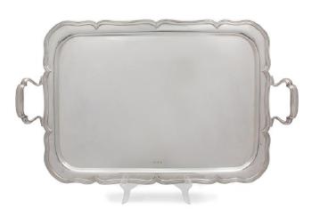 An English Silver Two-Handle Serving Tray by 
																	 Atkin Brothers