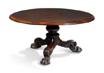 A William IV Rosewood and Mahogany Tilt-top Centre Table by 
																	 Mack Williams and Gibton