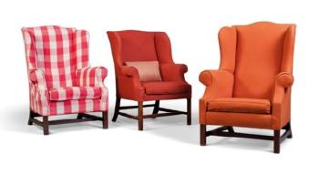 A Pair and a Single George Iii-style Wing Armchairs by 
																	 Axel Vervoordt