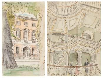 (1) The facade of annabel's from berkeley square; (2) The interior of the clermont club by 
																	Adrian Daintrey