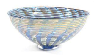 A Kosta Boda Peacock Swirl Glass Bowl by 
																	 Kosta Glasbruk
