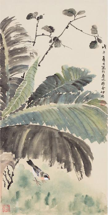 Sparrow and Plantain by 
																	 Yu Zhonglin