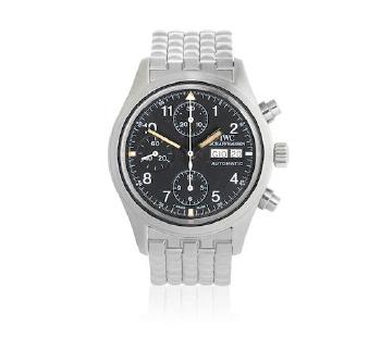 A Stainless Steel Automatic Calendar Chronograph Bracelet Watch by 
																	 IWC