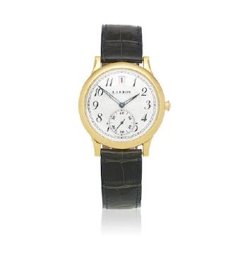 An 18K Gold Automatic Calendar Wristwatch by 
																	 L Leroy and Cie