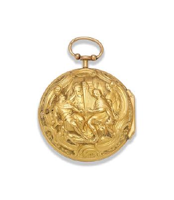 A Gold Key Wind Pair Case Pocket Watch With Repousse Decoration by 
																	John Rayment