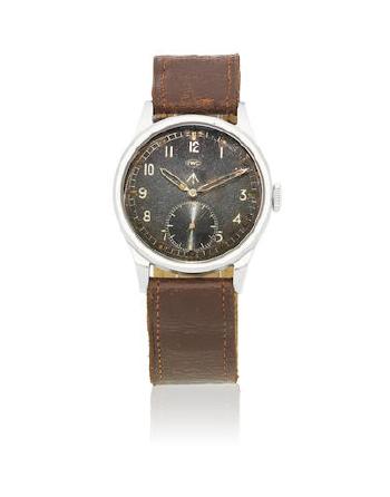 A Stainless Steel Manual Wind Military Issue Wristwatch by 
																	 IWC