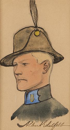 Sketch for Uniform for Helsinki Music Corps by 
																			Albert Edelfelt
