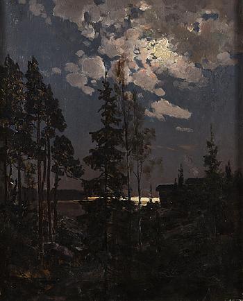 Moonlit Landscape by 
																			Aukusti Uotila