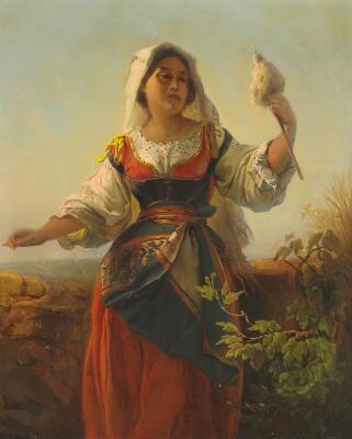 Young woman from Sardinia dressed in her traditional costume by 
																			Elisabeth Jerichau-Baumann