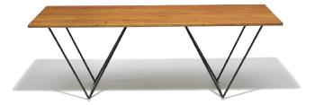 Folding table with teak top frame of black lacquered metal by 
																			 Interna