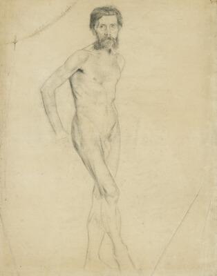 Study of a naked male model by 
																			Vilhelm Hammershoi