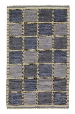 Gyllenrutan, Handwoven half-pile wool carpet in shades of blue by 
																			 AB Marta Maas-Fjetterstrom