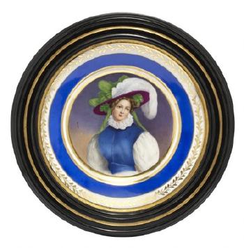 A Russian porcelain plate by 
																			 Imperial Porcelain Factory