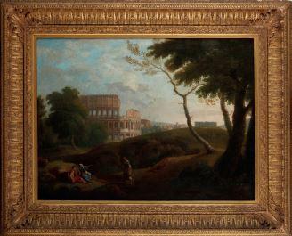 Roman Landscape With the Coliseum in the Distance by 
																	Gaspard Dughet
