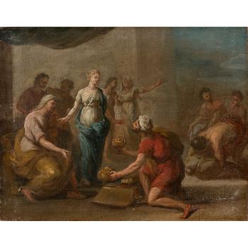 La reconnaissance du peuple envers Judith, esquisse  by 
																	Bernard Joseph Wamps