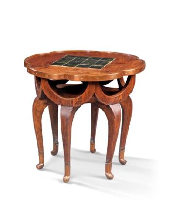An Oak, Copper and Tile 'Elephant' Occasional Table by 
																	 Friedrich Otto Schmidt