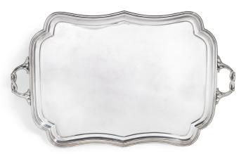 A large silver tray by 
																	Henrik Hacklin