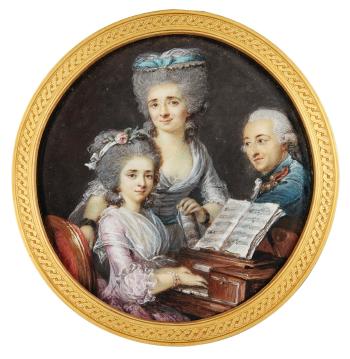 Portrait Of A Mother And Father With Their Daughter At A Harpsichord, Circa 1780 by 
																	Adelaide Labille-Guiard