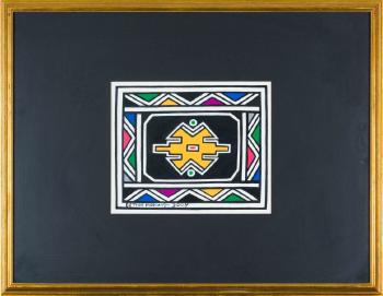 Ndebele Design with Yellow Centre by 
																			Esther Mahlangu