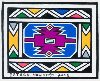 Ndebele Design with Purple Centre by 
																			Esther Mahlangu