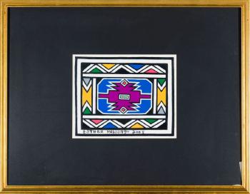Ndebele Design with Purple Centre by 
																			Esther Mahlangu