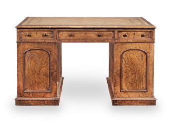 An Early Victorian Walnut Pedestal Desk Retailed By Edwards And Roberts by 
																			 Edwards & Roberts