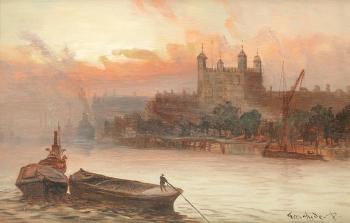 By The Tower And Westminster From Lambeth by 
																			George Hyde-Pownall
