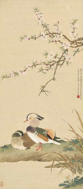 Peach Blossom And Mandarin Duck by 
																	 Zhang Shoucheng